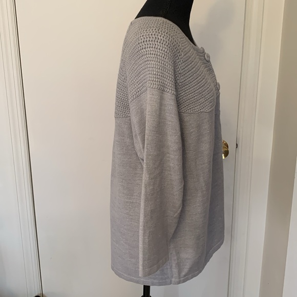 Sag Harbor Grey Sparkle 2 Button Cardigan Sweater 3/4sleeve size 1X - Picture 3 of 11